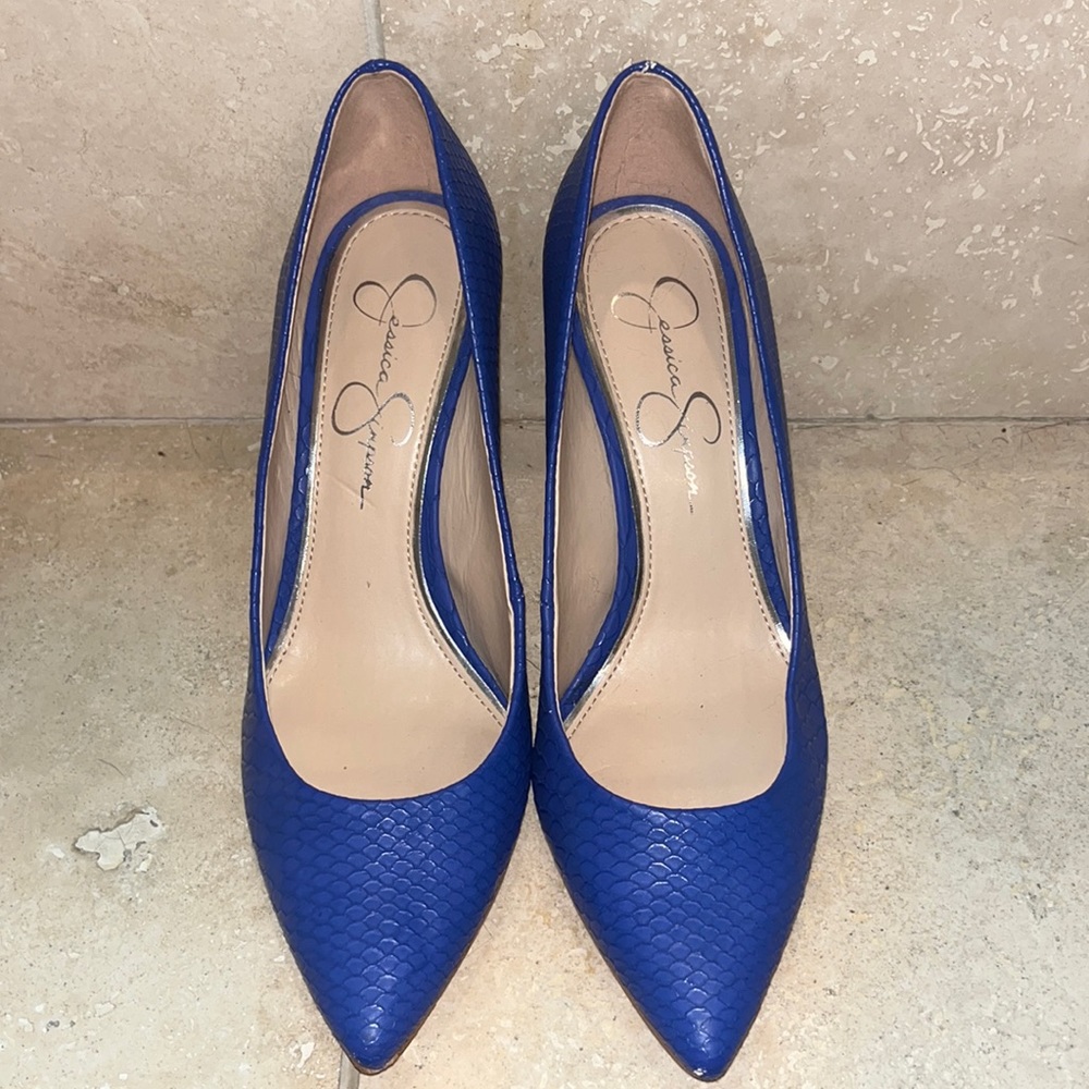 Faux Alligator Skin Royal Blue Stiletto Heels